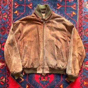 Vintage 80s L.L.Beane Suede Leather Bomber Jacket